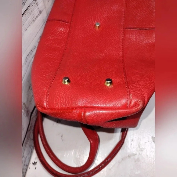 Valentina Handbag‎ in Red Large Made in Italy Genuine Pebbled Leather Luxury - Picture 8 of 11